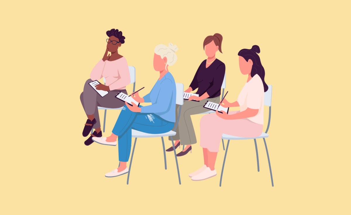 Illustrations de personnes en train de prendre des notes
