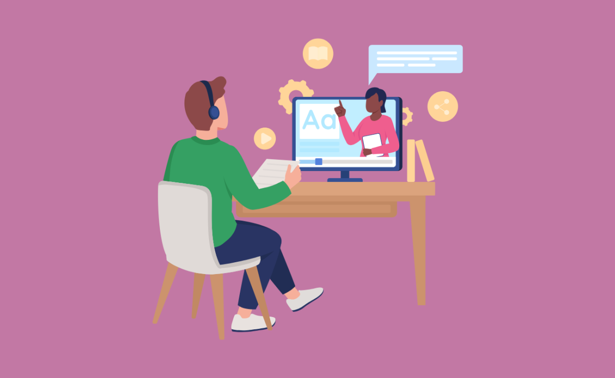 Visuels illustration d'une personne en train de participer à une visio-conférence