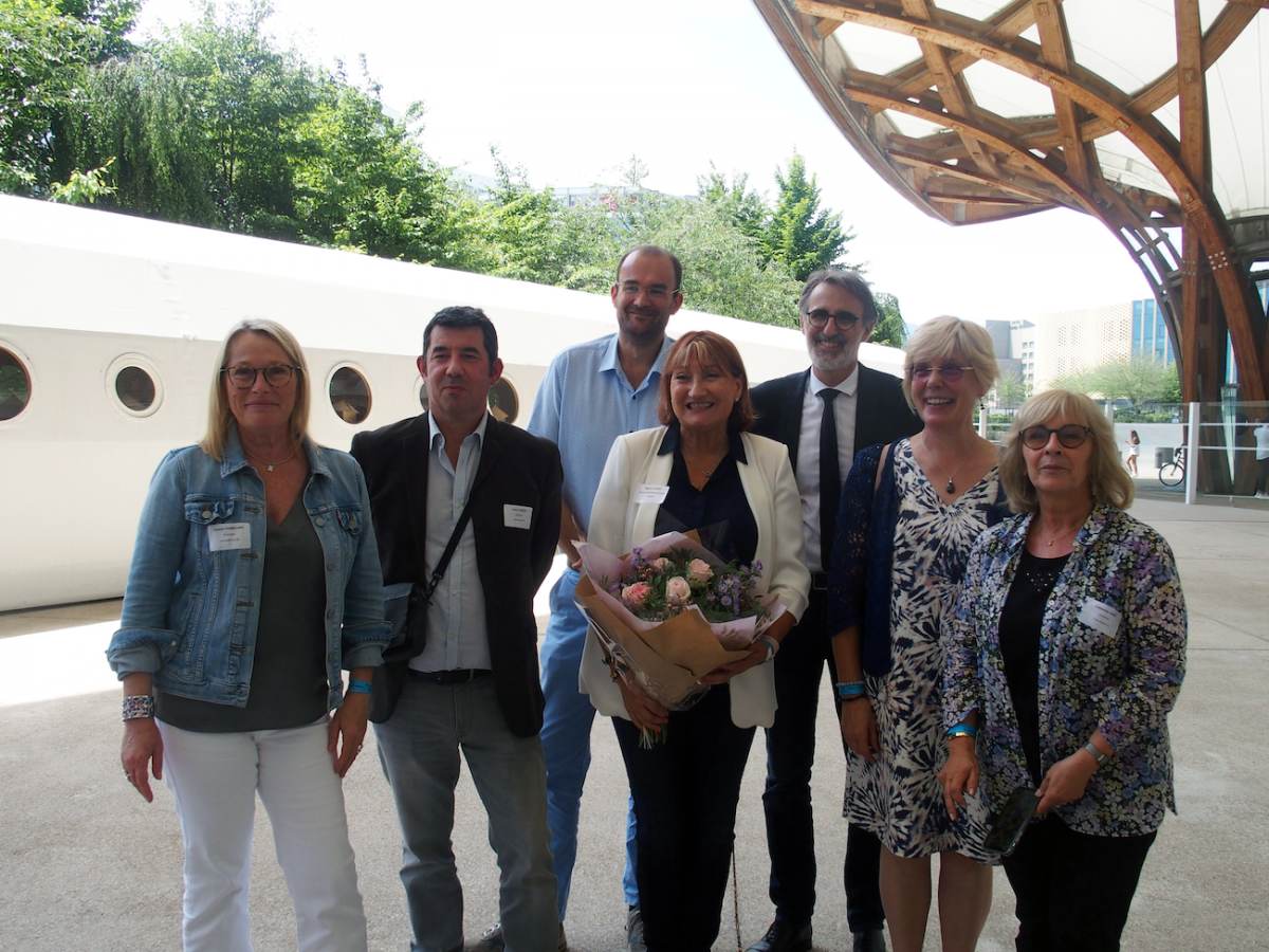 Monica Gouzy, directrice territoriale au handicap du FIPHFP en Grand Est, aux côtés du Délégué Régional de l’AGEFIPH Didier MARCYAN et les Directeurs de Cap Emploi présents au colloque du FIPHFP en Grand Est