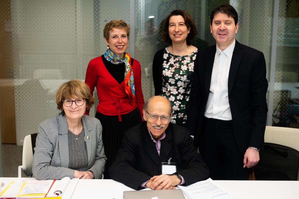 Françoise Descamps-Crosnier, présidente du Comité national du Fonds, de Bruno Koubi et Jacques Zeitoun, vice-présidents du Comité national du FIPHFP, de Marine Neuville, directrice du FIPHFP, et Séverine Baudouin, directrice adjointe du FIPHFP