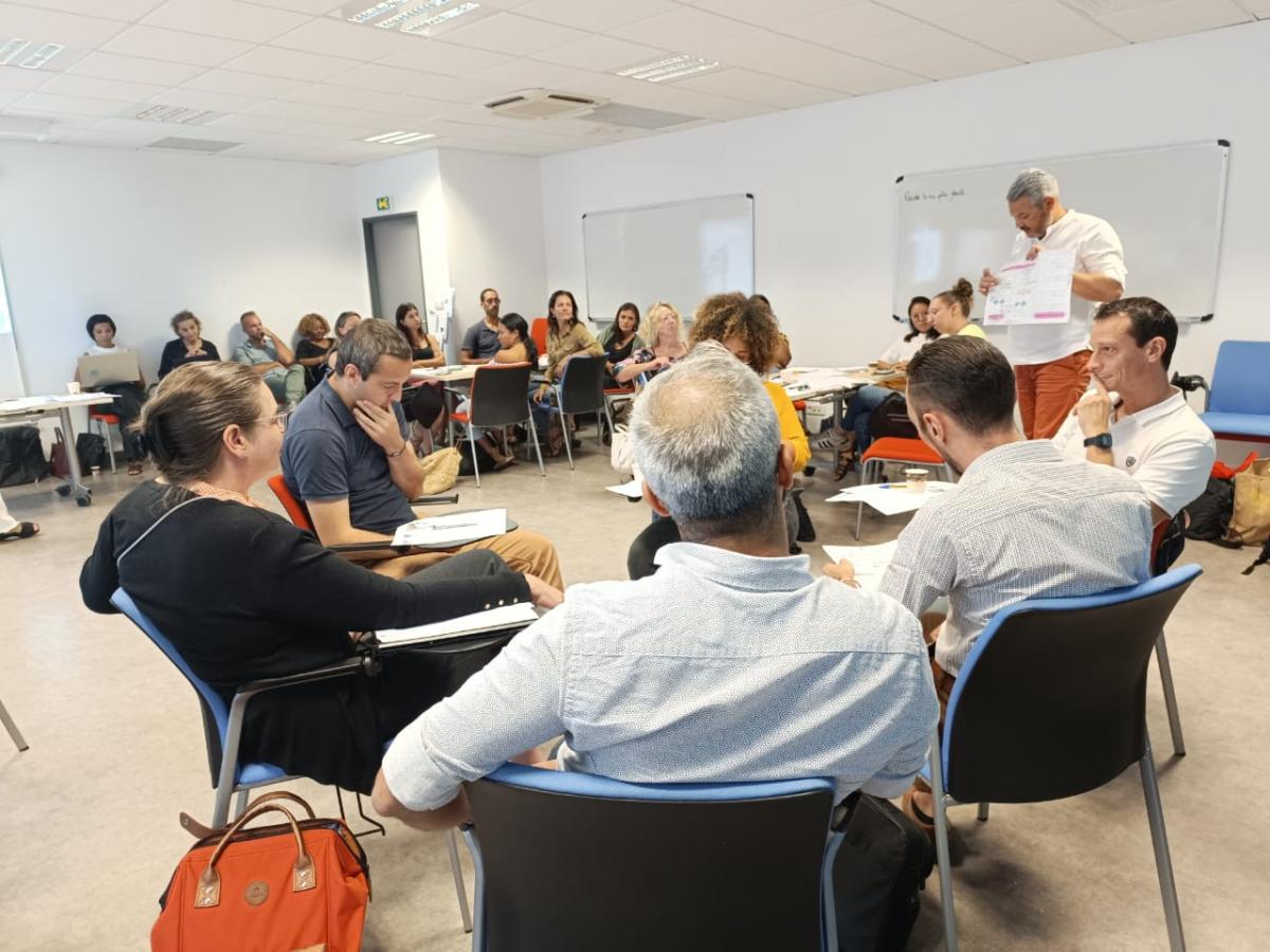 Atelier en sous-groupe à l'occasion de la journée plénière du club Handi-Pacte de la Réunion, le 8 février 2024