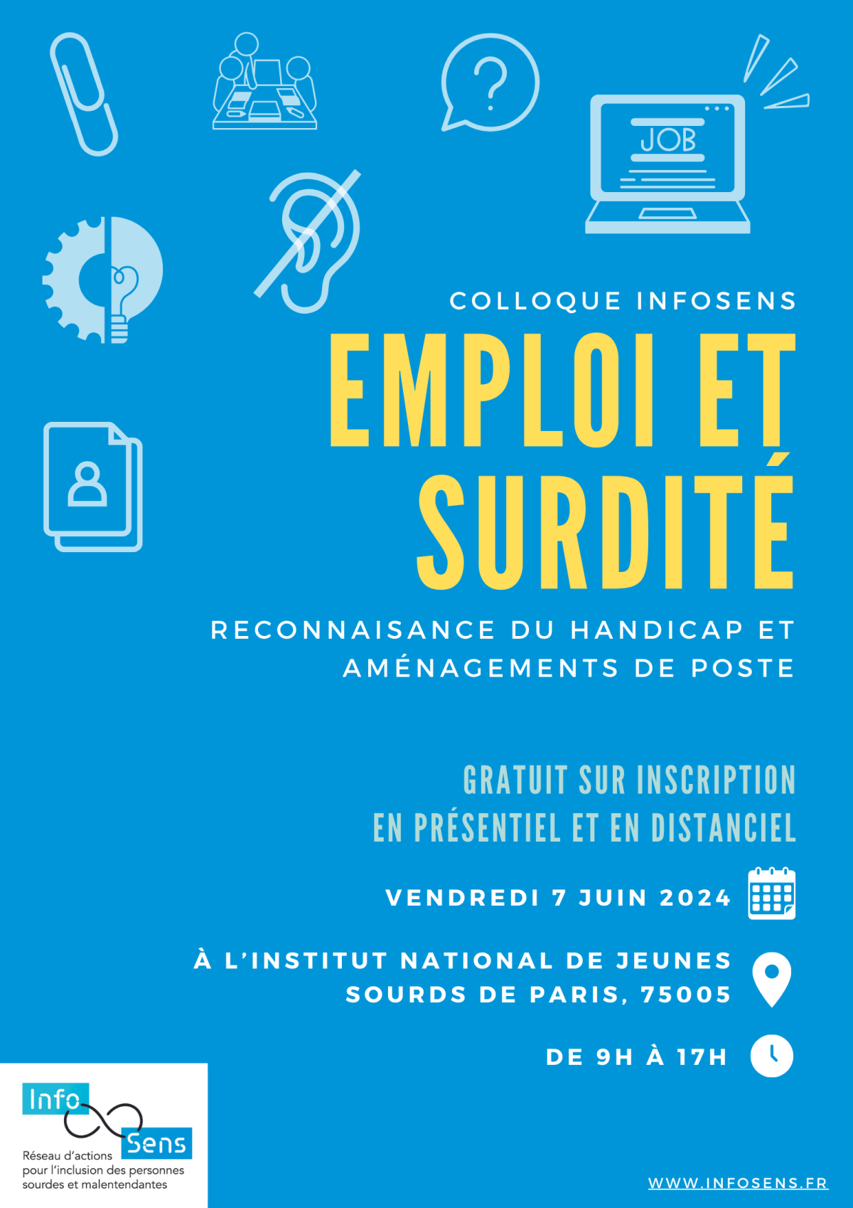 Affiche Colloque Emploi et surdité 7 juin 2024