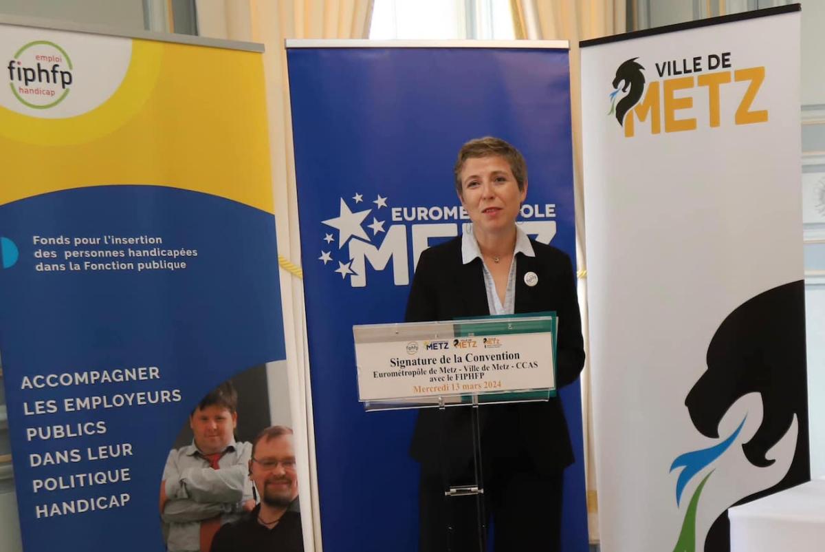 Séverine Baudouin, directrice adjointe du FIPHFP, à l'occasion de la signature de convention entre le FIPHFP et l'Eurométropole de Metz