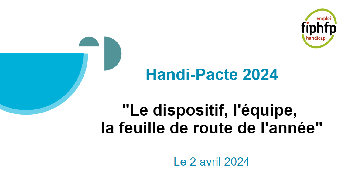 Capture d'écran du webinaire de présentation de la feuille de route du Handi-Pacte Auvergne Rhône-Alpes pour l'année 2024. Le titre est : "Handi-Pacte 2024, le dispositif, l'équipe, la feuille de route de l'année"