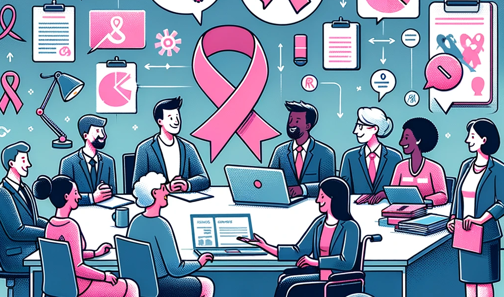 Illustration montrant un groupe de personnes en réunion