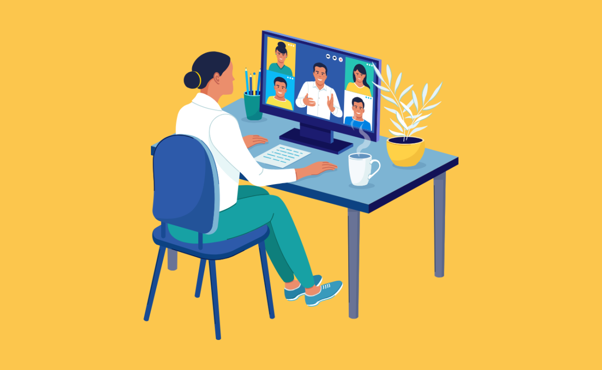 Illustration d'une participante à un webinaire
