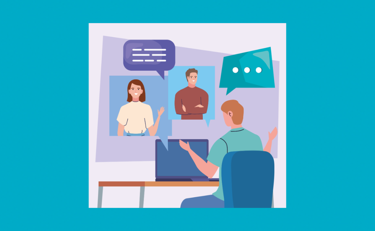 Illustration d'une personne en visioconférence
