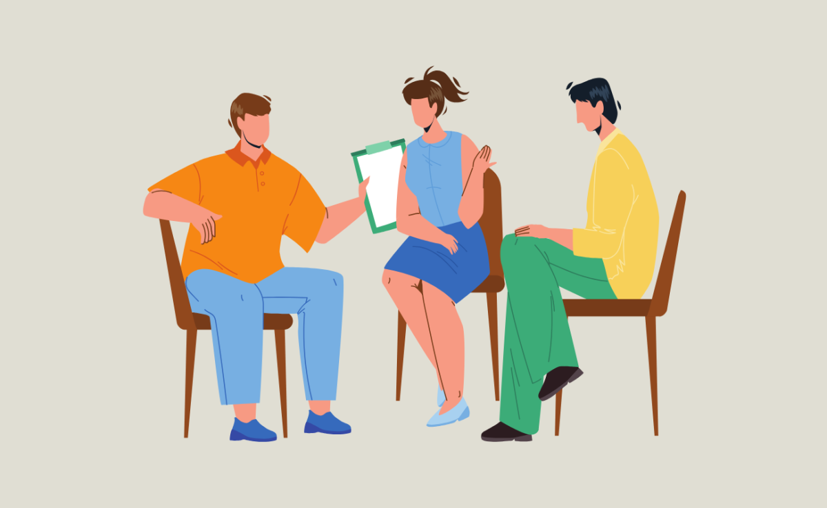 Illustrations de personnes en train d'échanger