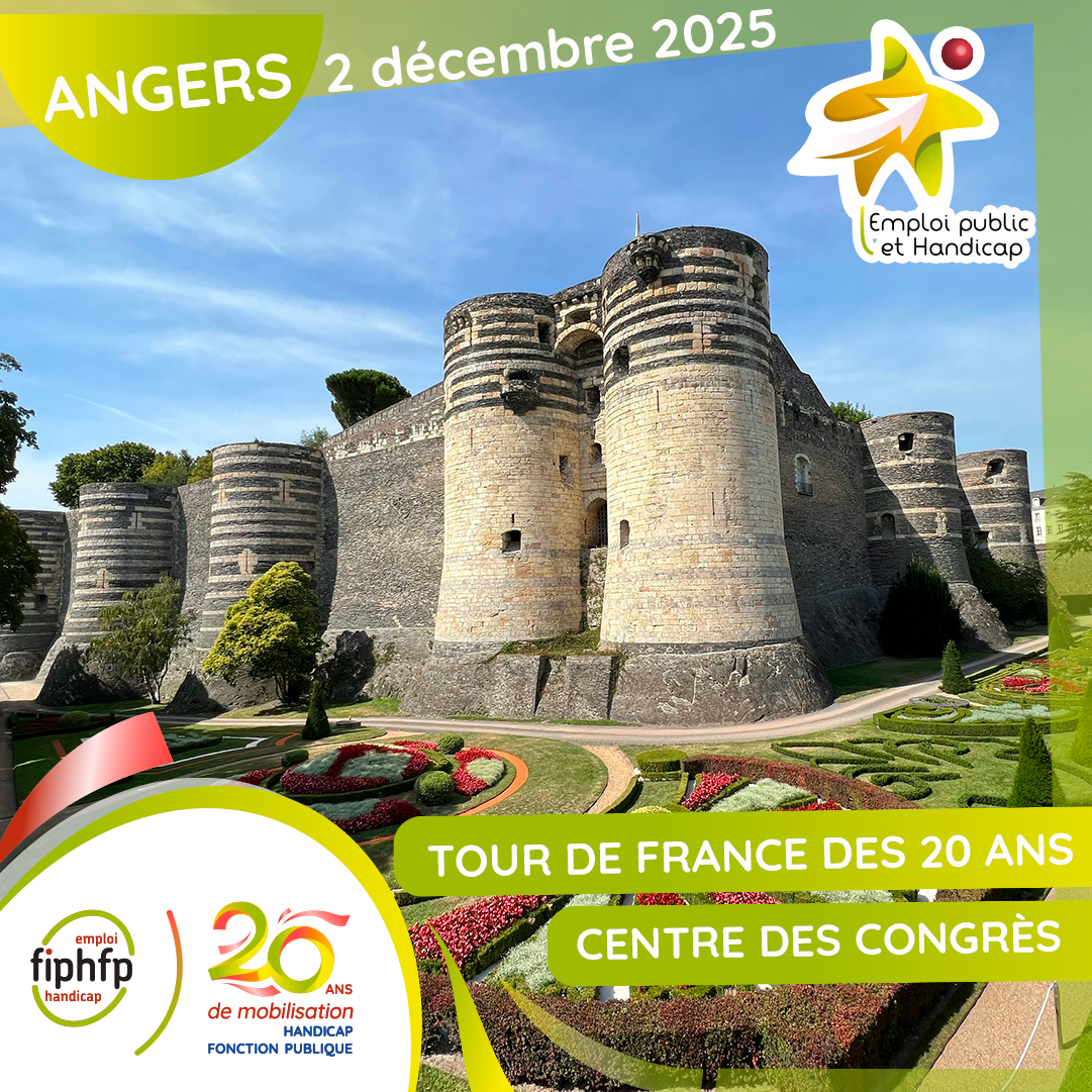 Visuel d'Angers avec mention 2 décembre Tour de France des 20 ans du FIPHFP Centre de Congrès
