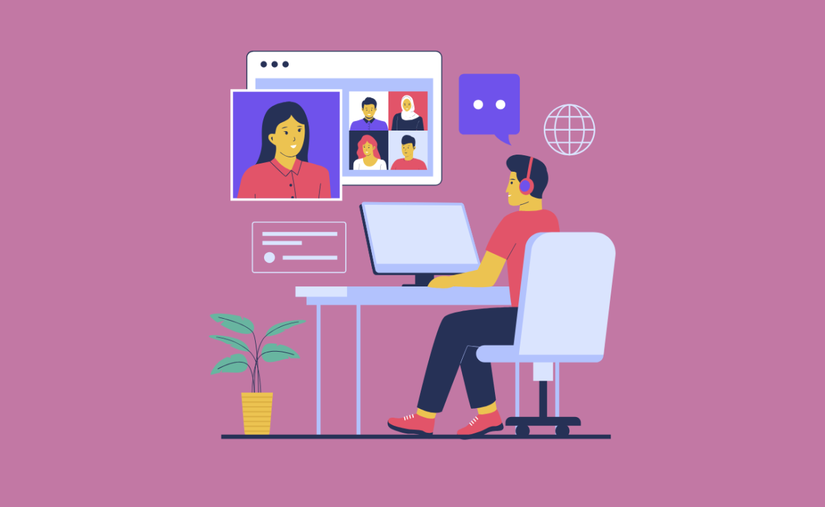 Illustration d'une personne en visioconférence