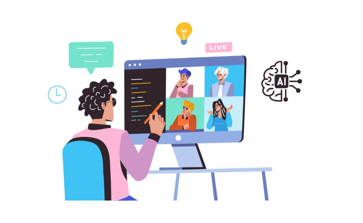 Visuel de l'écran d'un webinaire avec la mentio IA