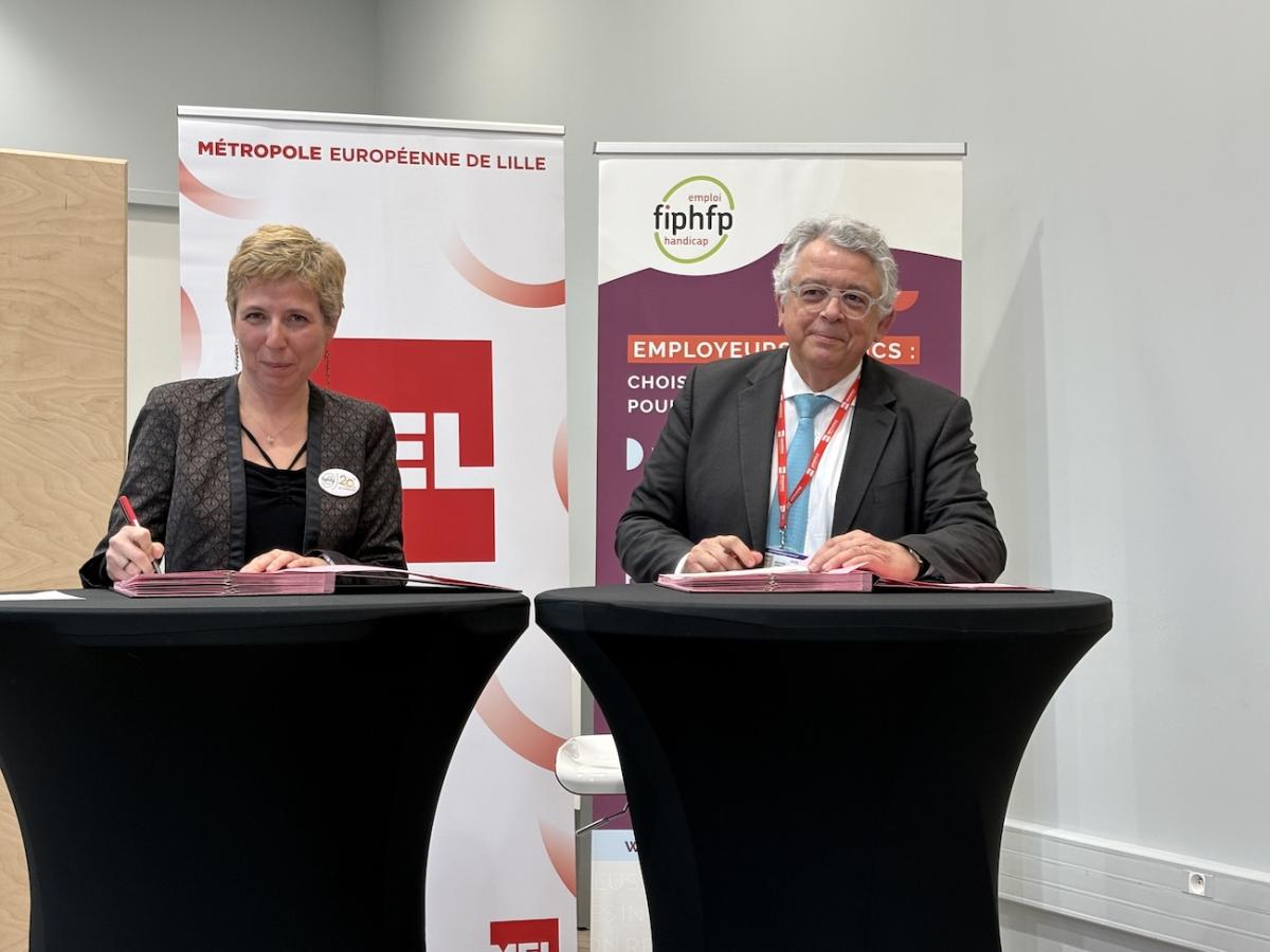 Signataires de la convention entre le FIPHFP et la Métropole Européenne de Lille